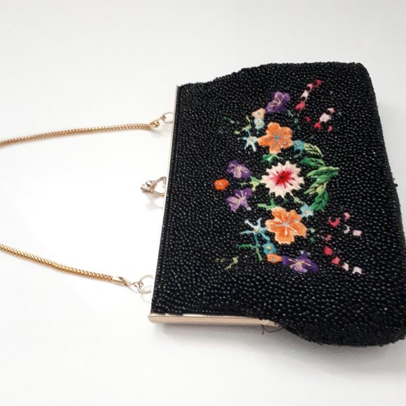 Du Val Vintage Black Beaded and Embroidered Handbag - Picture 5 of 9